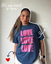 Camiseta estampada All We Need Is Love – Azul cobalto